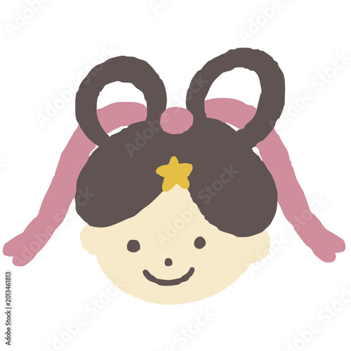 手描き風の織姫の顔イラスト 七夕に使えるかわいい人物素材