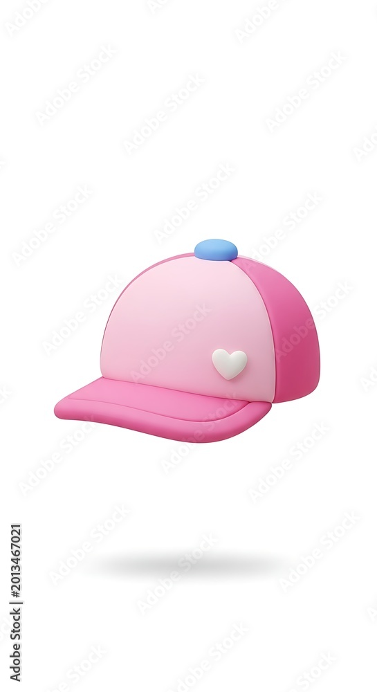 Fototapeta premium Cute Pink Baseball Cap Floating on Clean White Background