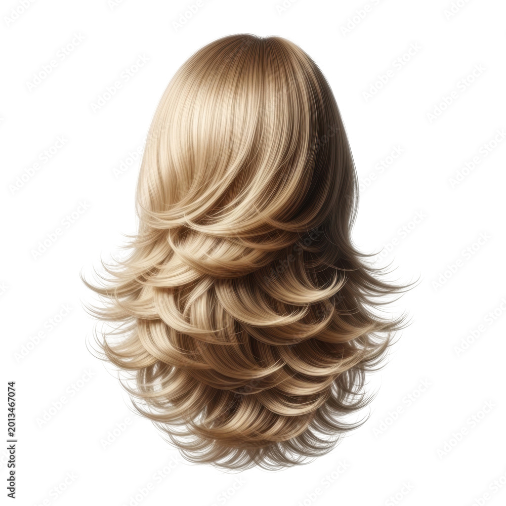 Naklejka premium blonde wavy human hair wig with natural curls isolated on transparent background