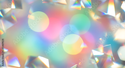 Holographic bokeh light abstract background.