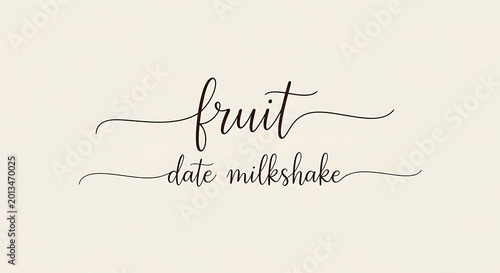 Elegant Handwritten Fruit Date Milkshake Typography on Cream Background
