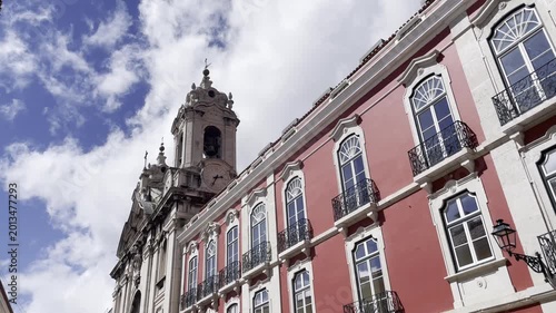 Lisbon Historic Facade and Church Bell Tower Portugal