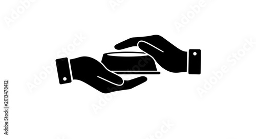 Photos Hands cupping a circular object represent professional care, protection, and the careful handling of valuable business assets