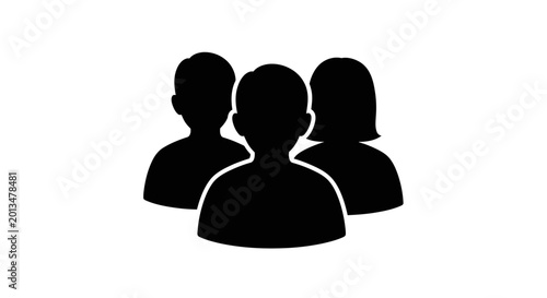 Photos People silhouette icon represents a diverse team of professionals working together in a collaborative corporate environment with plenty of copy space for your custom branding needs