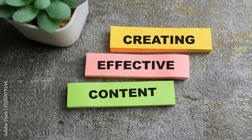 Content marketing planning with creating effective content sticky notes
