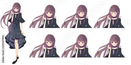 黒いドレスの女の子の立ち絵 - TRPG・ゲームのキャラクターイラスト立ち絵素材