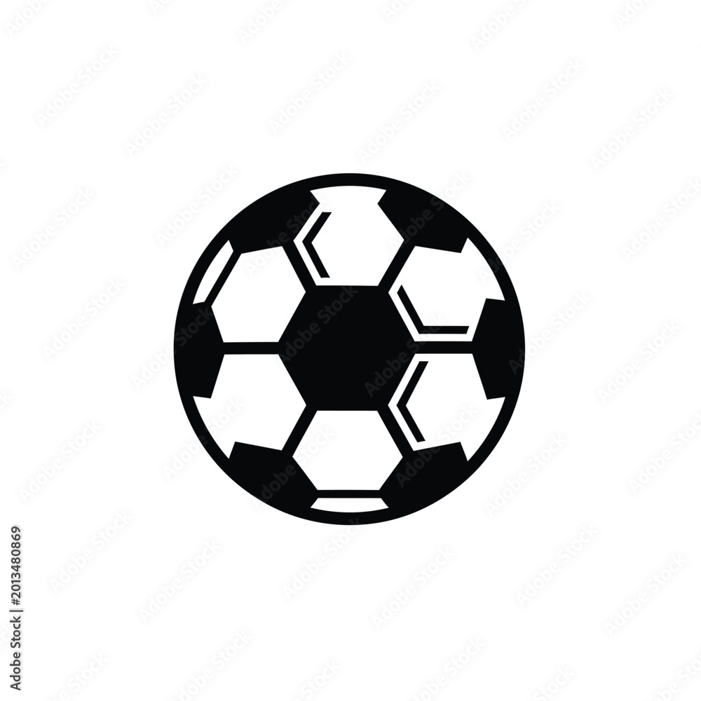 Fototapeta premium Soccer ball icon with hexagonal pattern for sport tournament.