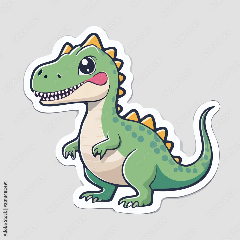 Fototapeta premium Cute Cartoon Dinosaur Sticker
