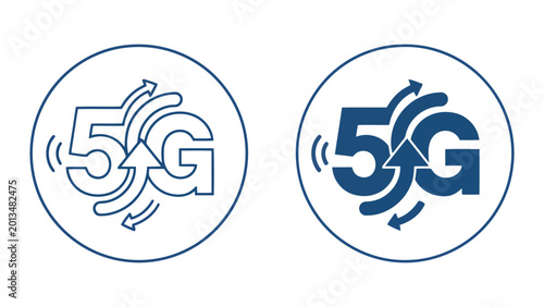 Εκτύπωση καμβά Five g network technology symbols with circular arrows for high speed mobile con