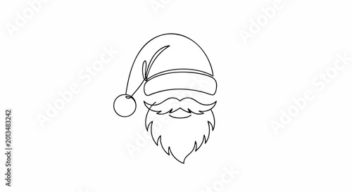 Continuous line drawing of santa clauss head