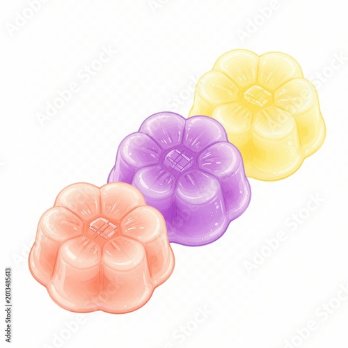 Pastel Candy Dessert Shapes Isolated on White