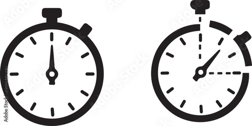Photography Stopwatch icons in black and white