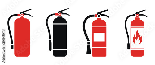 Foto fire extinguisher icon representing fire safety and Firefighter equipment with clean vector design suitable for emergency signage safety instructions industrial safety and workplace hazard concept