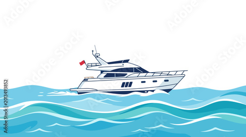 Obraz na plátně Luxury yacht sailing on ocean waves.