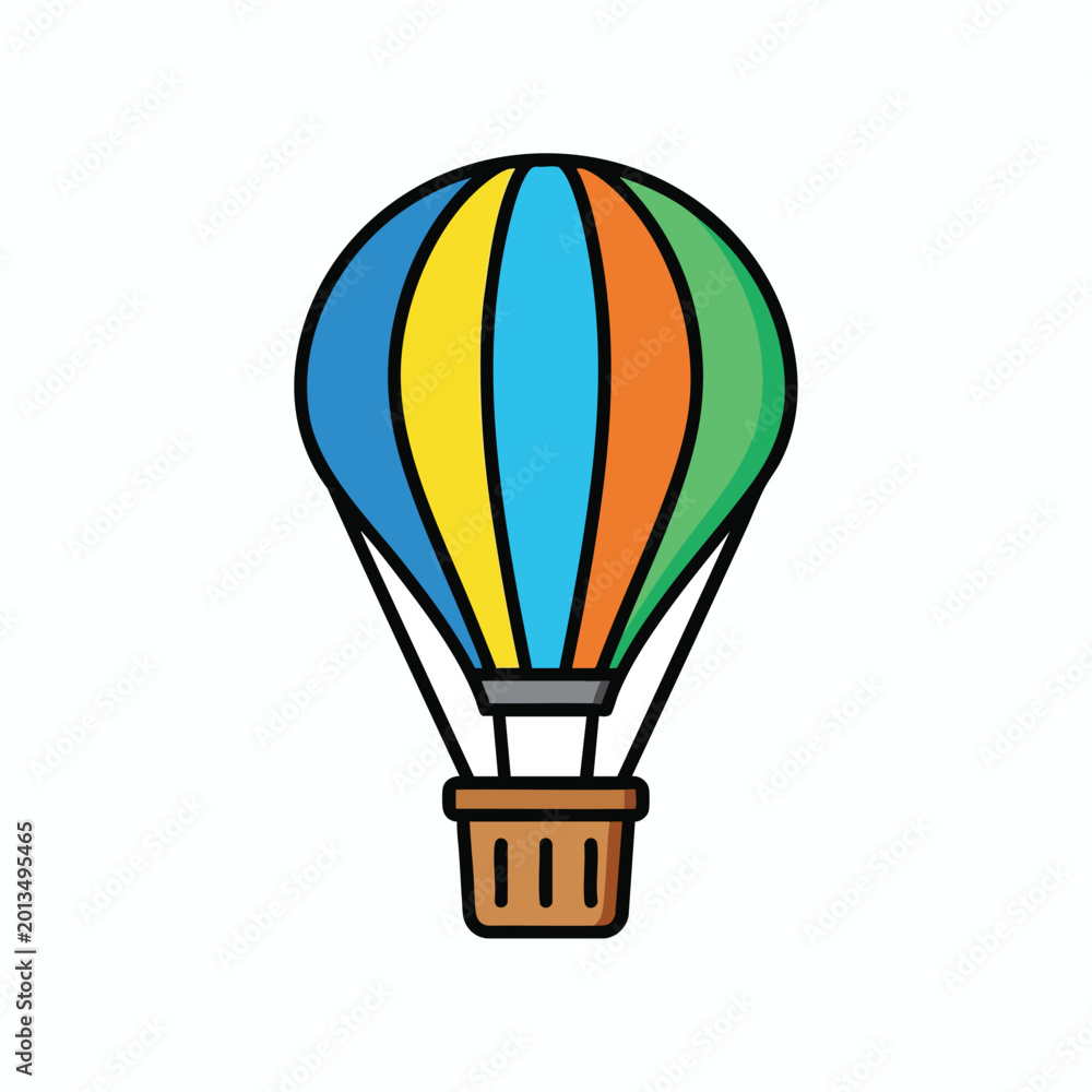 Fototapeta premium Colorful hot air balloon cartoon vector illustration.