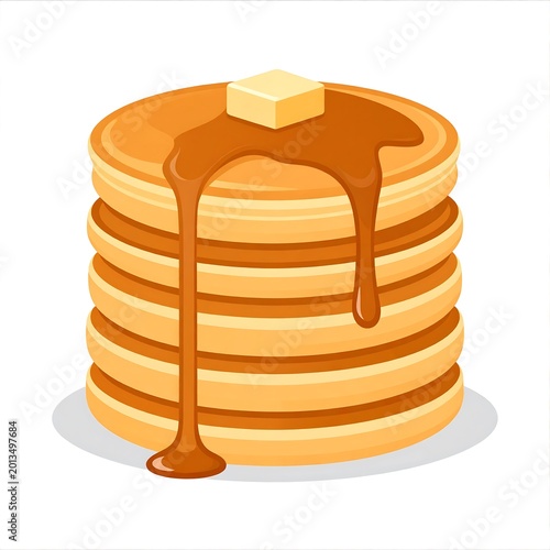 Delicious pancakes with butter and syrup.