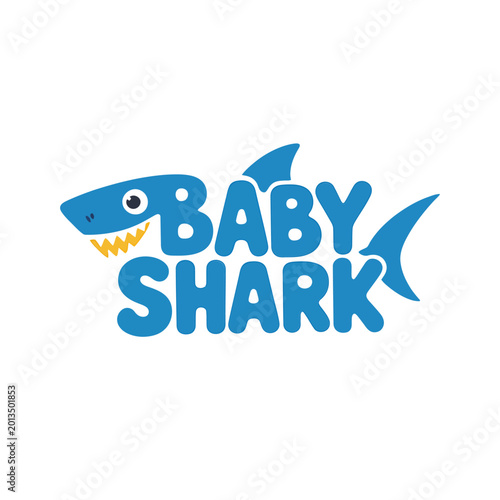 Baby shark logo with cartoon illustration on white background