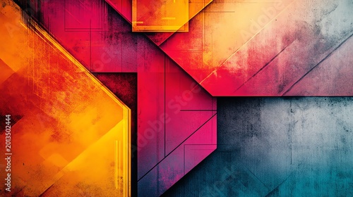 Abstract Geometric Pattern with Bright Vibrant Colors and Sharp Lines in Modern Artistic Style