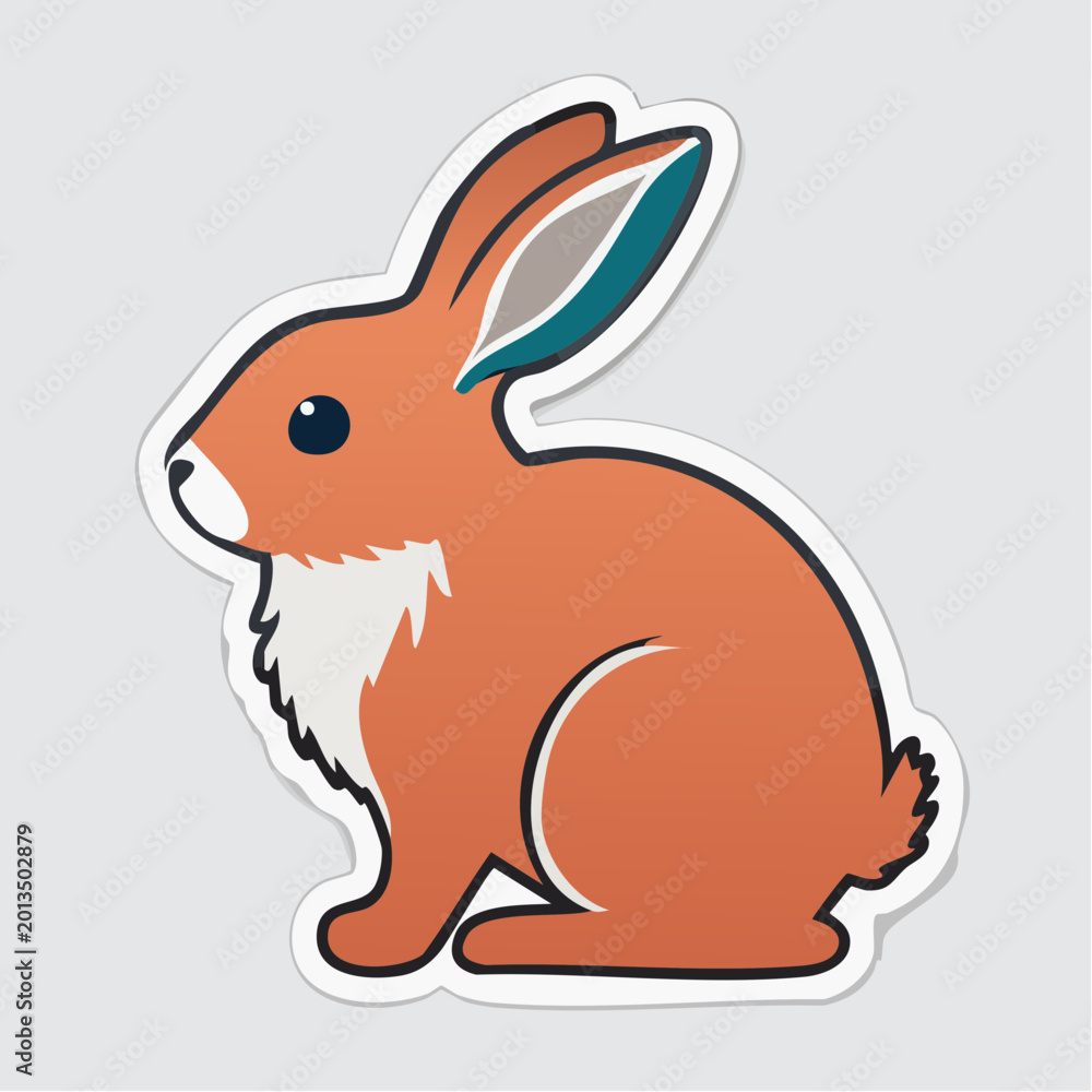 Obraz premium Cute cartoon rabbit sticker