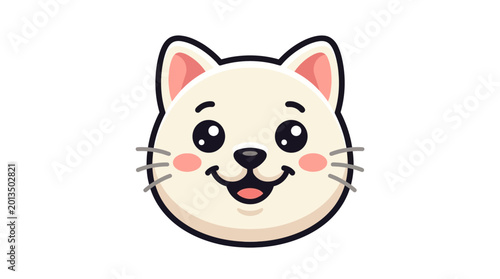 Canvastavla Cartoon Cat Face Closeup Smiling.