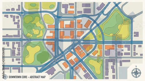 Urban planning map showing city layout and infrastructure.
