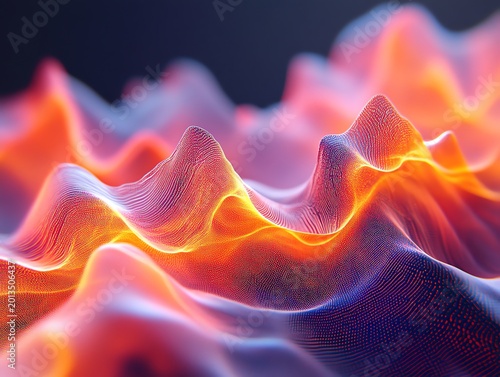 Abstract Vibrant Color Waves with Neon Light Effects for Digital Art and Technology Themes