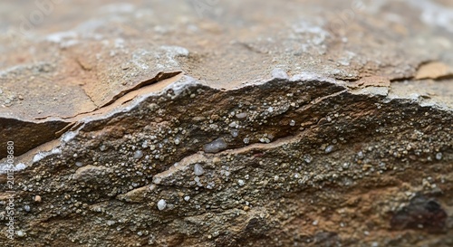 Rock texture displays detailed geological layers of natural sediment.