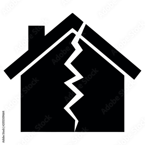 damaged house with lightning strike vector illustration