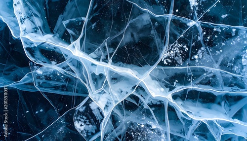 Frozen Ice Crystal Structure Closeup.