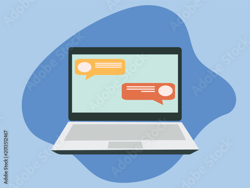 Foto work, online, business anywhere, concept, laptop, computer illustrator, vector