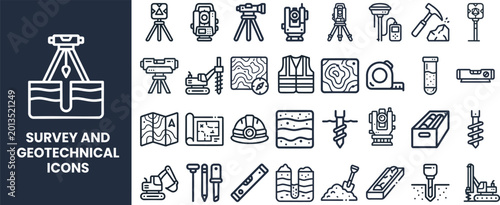 Canvas-taulu Survey and Geotechnical outline icon set