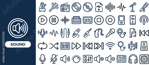 Foto Sound and Audio Wave outline icon set
