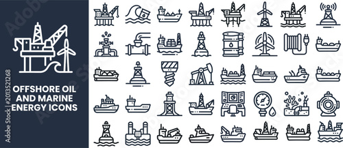 Foto Offshore Oil and Marine Energy outline icon set