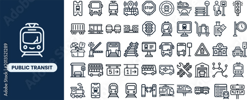 Tableau sur toile Public Transit and Urban Transport outline icon set
