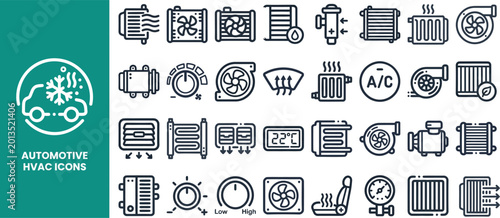 Cuadro en lienzo Automotive HVAC and Car Climate outline icon set