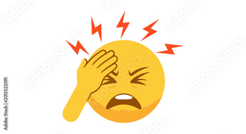 Emoji with Headache, Pain, and Stress - Vector Illustration