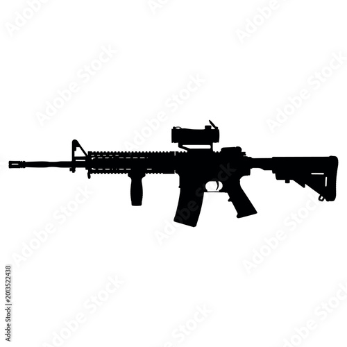Foto modern assault rifle with scope and tactical gear flat design vector illustratio