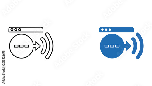 Εκτύπωση καμβά Web browser data transmission icon featuring signal waves and interface elements