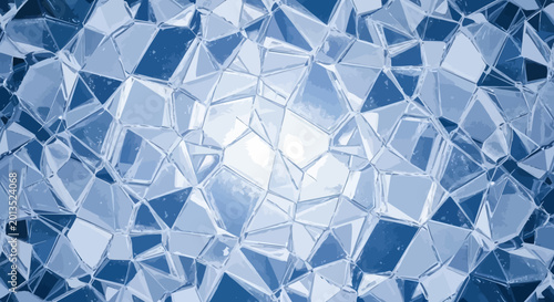 Canvas Print Abstract blue crystalline geometric pattern with light center