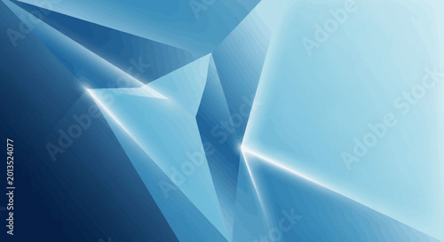 Fotografie Abstract blue geometric background with crystalline shapes and light