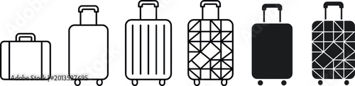 Konstfotografi Suitcase Illustration Featuring Travel Luggage Variations in Vector Artwork