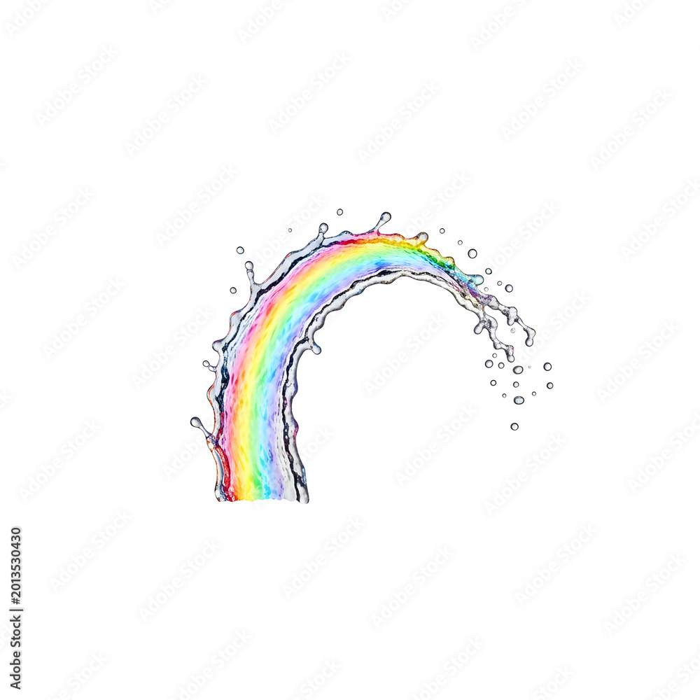 Fototapeta premium Rainbow with colorful water splash.