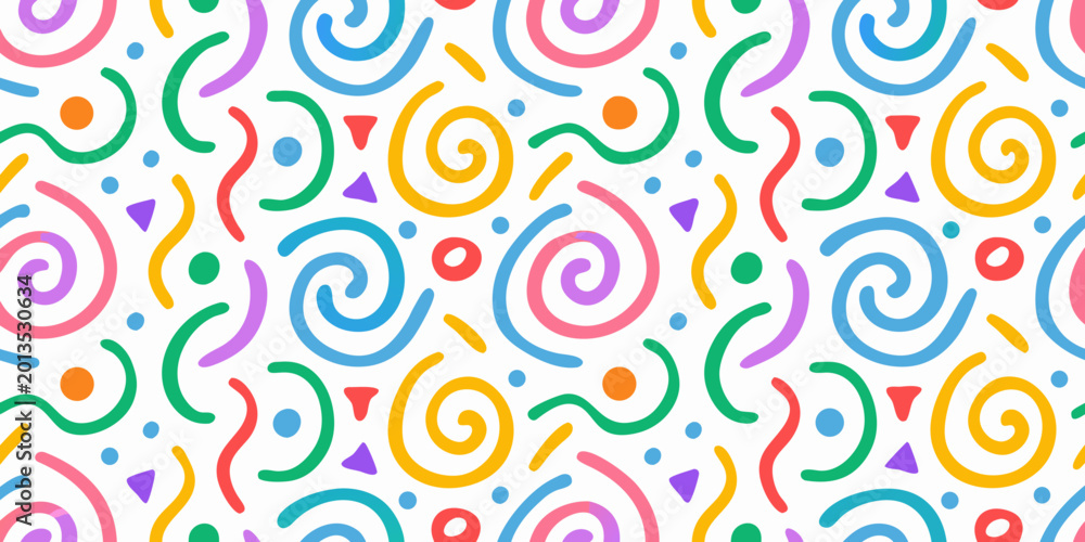 Fototapeta premium Colorful abstract swirl pattern with geometric shapes on a white background high quality professional detailed