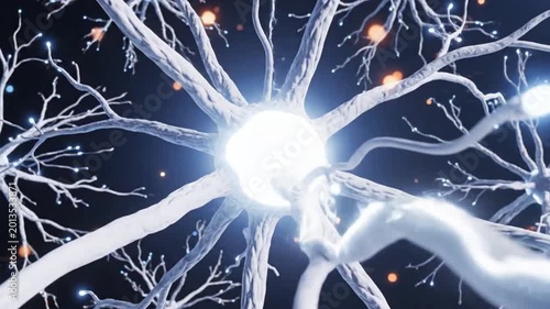 Neurons and Synapses in Brain emphasizing advanced technology and cybersecurity