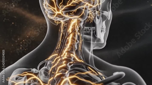 Human nervous system illustration emphasizing compassionate care and recovery