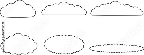Quadro em tela Minimalist cloud shapes vector set, six distinct weather icons, simple outline d