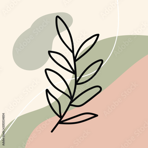 Boho Botanical Leaf Abstract Wall Art Vector Background Design