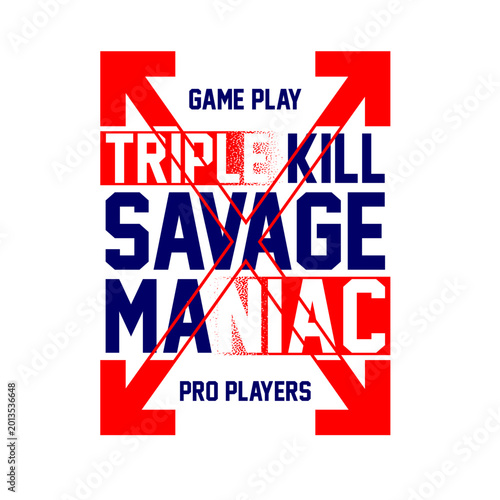 Tableau sur toile Bold gaming athletic typography graphic design for t-shirt vector
