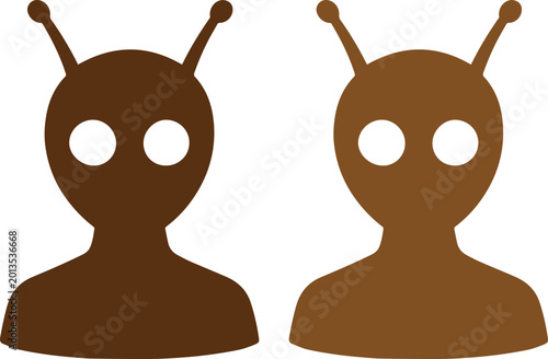 Konstfotografi Minimalist alien head silhouette vector illustration, extraterrestrial creature icon set, space invader graphic element, cosmic lifeform for sci-fi design and gaming