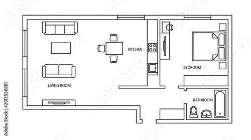 фотографія Modern Apartment Floor Plan Layout Design.